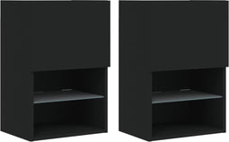 vidaXL - Tv-meubels - met - LED-verlichting - 2 - st - 40,5x30x60 - cm - zwart