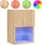 vidaXL - Tv-meubels - met - LED-verlichting - 2 - st - 40,5x30x60 - cm - sonoma - eiken