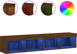vidaXL - Tv-meubels - met - LED-verlichting - 2 - st - 80x30x30 - cm - bruineikenkleur