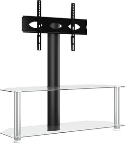 vidaXL - Tv-standaard - hoek - 2-laags - voor - 32-70 - inch - zwart - en - zilverkleur