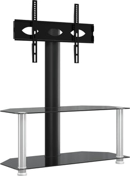 vidaXL - Tv-standaard - hoek - 2-laags - voor - 32-70 - inch - zwart - en - zilverkleur