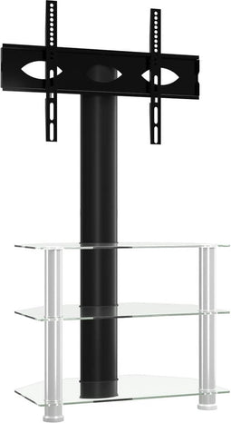 vidaXL - Tv-standaard - hoek - 3-laags - voor - 32-70 - inch - zwart - en - zilverkleur