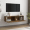vidaXL - Tv-wandmeubel - 120x30x30 - cm - bewerkt - hout - gerookt - eikenkleurig
