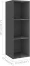 vidaXL - Tv-wandmeubel - 37x37x107 - cm - bewerkt - hout - hoogglans - grijs