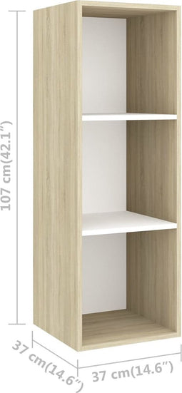 vidaXL - Tv-wandmeubel - 37x37x107 - cm - bewerkt - hout - sonoma - eikenkleurig - wit