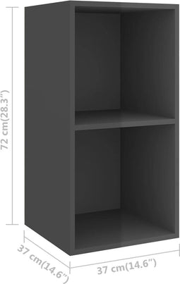 vidaXL - Tv-wandmeubel - 37x37x72 - cm - bewerkt - hout - hoogglans - grijs