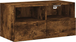 vidaXL - Tv-wandmeubel - 60x30x30 - cm - bewerkt - hout - gerookt - eikenkleurig