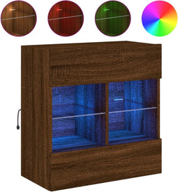 vidaXL - Tv-wandmeubel - met - LED - 58,5x30x60,5 - cm - bruin - eikenkleur