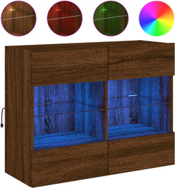 vidaXL - Tv-wandmeubel - met - LED - 78,5x30x60,5 - cm - bruineikenkleurig