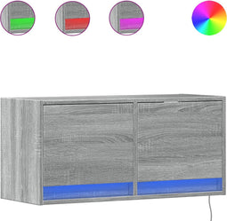 vidaXL - Tv-wandmeubel - met - LED - 80x31x35 - cm - grijs - sonoma - eikenkleurig