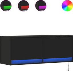 vidaXL - Tv-wandmeubel - met - LED-verlichting - 100x31x35 - cm - zwart