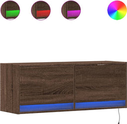vidaXL - Tv-wandmeubel - met - LED-verlichting - 100x31x35 - cm - bruin - eikenkleur