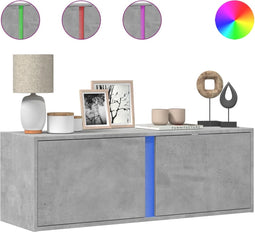 vidaXL - Tv-wandmeubel - met - LED-verlichting - 100x31x35 - cm - betongrijs