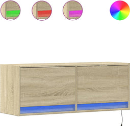 vidaXL - Tv-wandmeubel - met - LED-verlichting - 100x31x35 - cm - sonoma - eiken