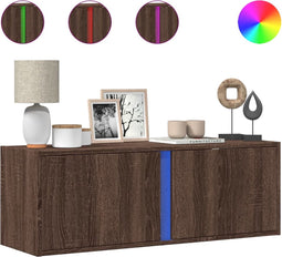 vidaXL - Tv-wandmeubel - met - LED-verlichting - 100x31x35 - cm - bruin - eikenkleur
