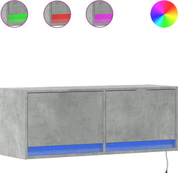 vidaXL - Tv-wandmeubel - met - LED-verlichting - 100x31x35 - cm - betongrijs