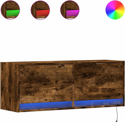 vidaXL - Tv-wandmeubel - met - LED-verlichting - 100x31x35 - cm - gerookt - eiken