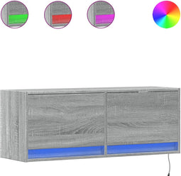 vidaXL - Tv-wandmeubel - met - LED-verlichting - 100x31x35 - cm - grijs - sonoma