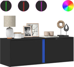 vidaXL - Tv-wandmeubel - met - LED-verlichting - 100x31x35 - cm - zwart