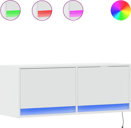 vidaXL - Tv-wandmeubel - met - LED-verlichting - 100x31x35 - cm - wit