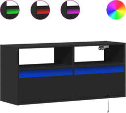 vidaXL - Tv-wandmeubel - met - LED-verlichting - 100x31x45 - cm - zwart