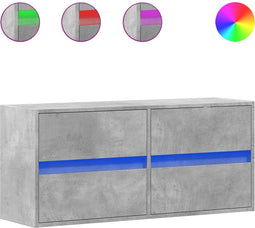 vidaXL - Tv-wandmeubel - met - LED-verlichting - 100x31x45 - cm - betongrijs