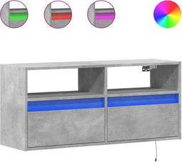 vidaXL - Tv-wandmeubel - met - LED-verlichting - 100x31x45 - cm - betongrijs