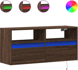 vidaXL - Tv-wandmeubel - met - LED-verlichting - 100x31x45 - cm - bruin - eikenkleur