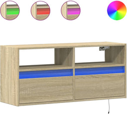 vidaXL - Tv-wandmeubel - met - LED-verlichting - 100x31x45 - cm - sonoma - eiken