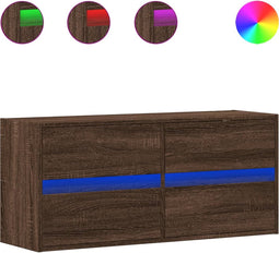 vidaXL - Tv-wandmeubel - met - LED-verlichting - 100x31x45 - cm - bruin - eikenkleur