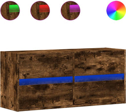 vidaXL - Tv-wandmeubel - met - LED-verlichting - 100x31x45 - cm - gerookt - eiken