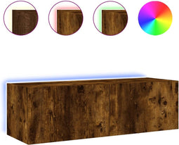 vidaXL - Tv-wandmeubel - met - LED-verlichting - 100x35x31 - cm - gerookt - eiken
