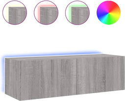 vidaXL - Tv-wandmeubel - met - LED-verlichting - 100x35x31 - cm - grijs - sonoma