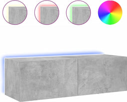 vidaXL - Tv-wandmeubel - met - LED-verlichting - 100x35x31 - cm - betongrijs