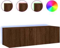 vidaXL - Tv-wandmeubel - met - LED-verlichting - 100x35x31 - cm - bruineikenkleur