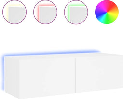 vidaXL - Tv-wandmeubel - met - LED-verlichting - 100x35x31 - cm - wit
