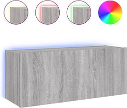 vidaXL - Tv-wandmeubel - met - LED-verlichting - 100x35x41 - cm - grijs - sonoma
