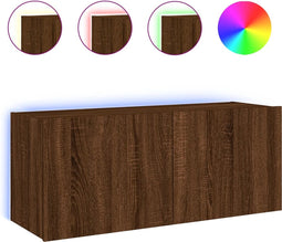 vidaXL - Tv-wandmeubel - met - LED-verlichting - 100x35x41 - cm - bruineikenkleur
