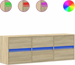 vidaXL - Tv-wandmeubel - met - LED-verlichting - 130x31x45 - cm - sonoma - eiken