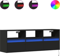 vidaXL - Tv-wandmeubel - met - LED-verlichting - 130x31x45 - cm - zwart