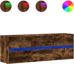 vidaXL - Tv-wandmeubel - met - LED-verlichting - 130x31x45 - cm - gerookt - eiken