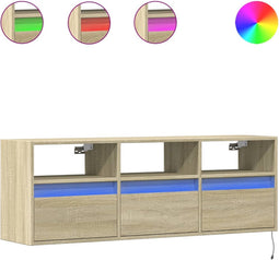 vidaXL - Tv-wandmeubel - met - LED-verlichting - 130x31x45 - cm - sonoma - eiken