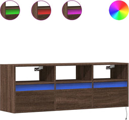 vidaXL - Tv-wandmeubel - met - LED-verlichting - 130x31x45 - cm - bruin - eikenkleur