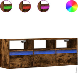 vidaXL - Tv-wandmeubel - met - LED-verlichting - 130x31x45 - cm - gerookt - eiken