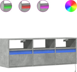 vidaXL - Tv-wandmeubel - met - LED-verlichting - 130x31x45 - cm - betongrijs