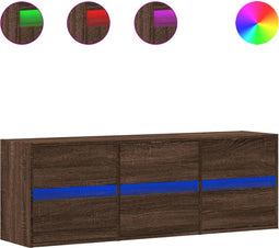 vidaXL - Tv-wandmeubel - met - LED-verlichting - 130x31x45 - cm - bruin - eikenkleur