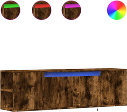 vidaXL - Tv-wandmeubel - met - LED-verlichting - 135x31x39,5 - cm - gerookt - eiken