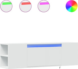 vidaXL - Tv-wandmeubel - met - LED-verlichting - 135x31x39,5 - cm - wit