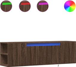 vidaXL - Tv-wandmeubel - met - LED-verlichting - 135x31x39,5 - cm - bruin - eiken