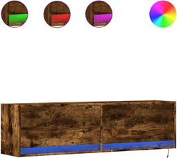 vidaXL - Tv-wandmeubel - met - LED-verlichting - 140x31x38 - cm - gerookt - eiken